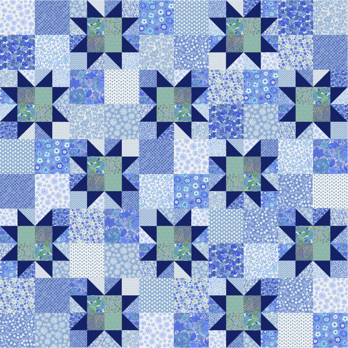 Bright Star Iris No Cutting Quilt Kit