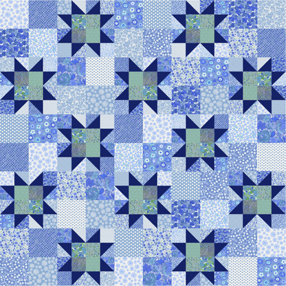 Bright Star Iris No Cutting Quilt Kit