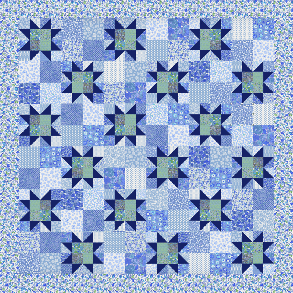 Bright Star Iris No Cutting Quilt Kit