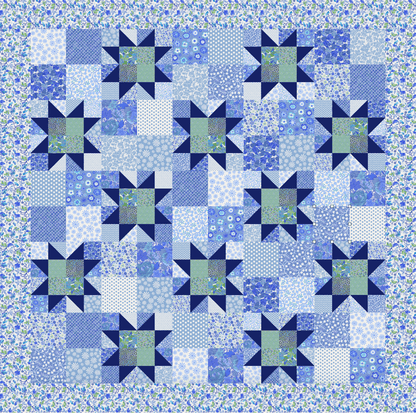 Bright Star Iris No Cutting Quilt Kit